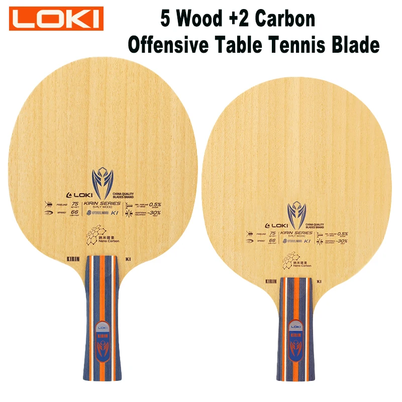 LOKI KIRIN K1 raqueta de tenis de mesa placa inferior 5 madera + 2 carbono ofensivo FL CS 6,5 ± 0,2mm mango de arco palo para entrenamiento principiante