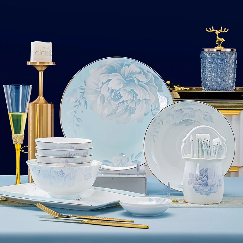 ZMLModern tableware sets, bowls and plates, household high-end porcelain bowls, chopsticks, ceramic dishes wholesale