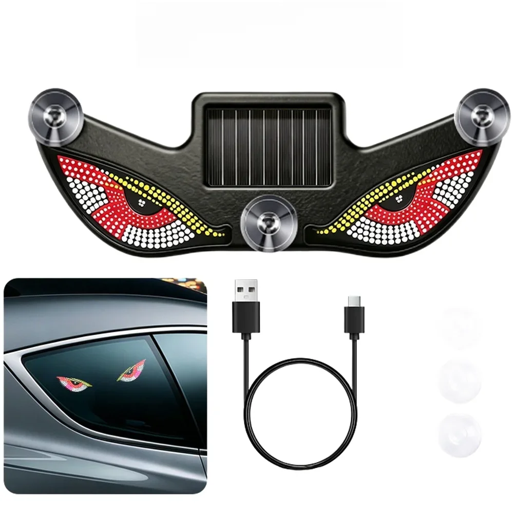 Solar Powered Triangle LED Ambient Light With USB Charging And Suction Cups For Car Rear Window Decorative Lamp Night Safety