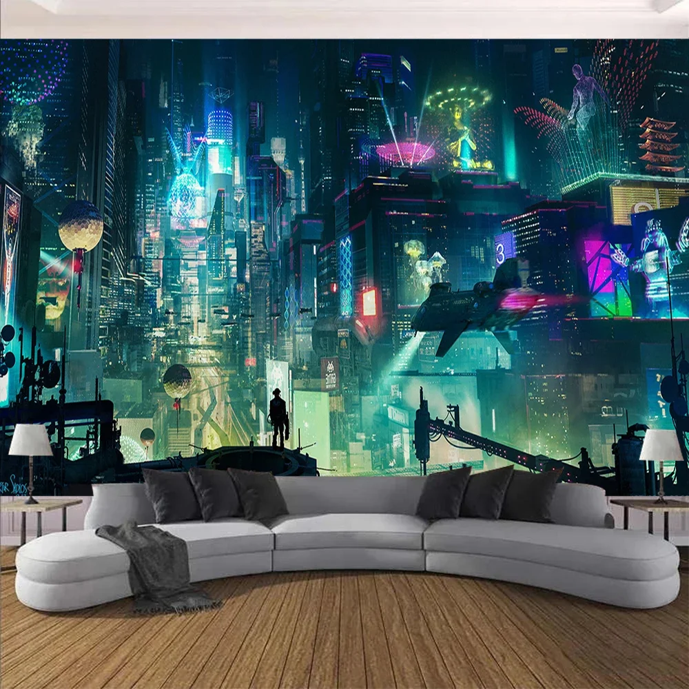 Cyberpunk Future Steam Tapestry City Home Decor Wall Art Cloth Hanging Psychedelic Galaxy Hippie Retro Anime Background Ceiling