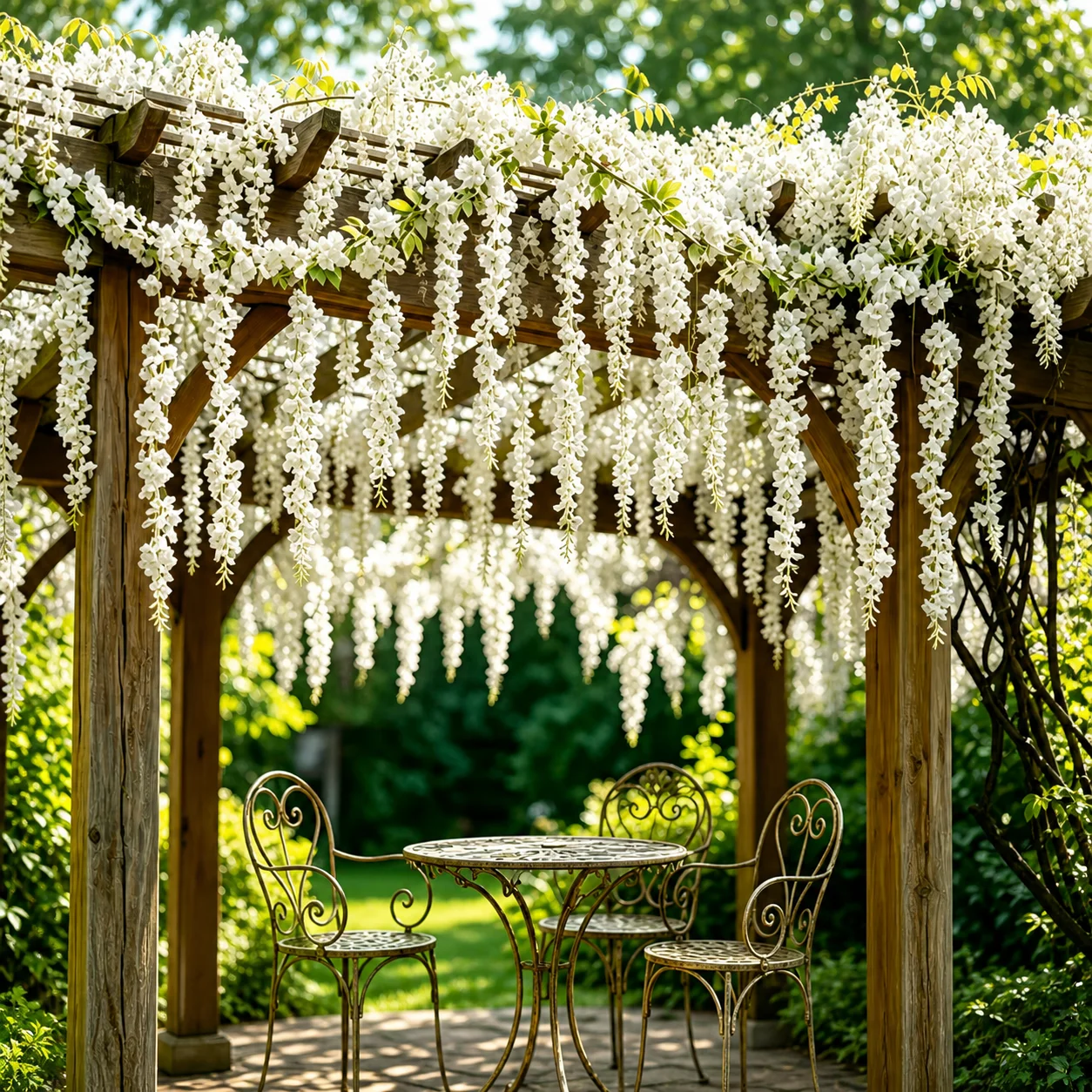 Decorative Flower Vine Natural Artificial White Rose Hanging Flower Decoration Flexible Wisteria Flower Vine For Ceiling