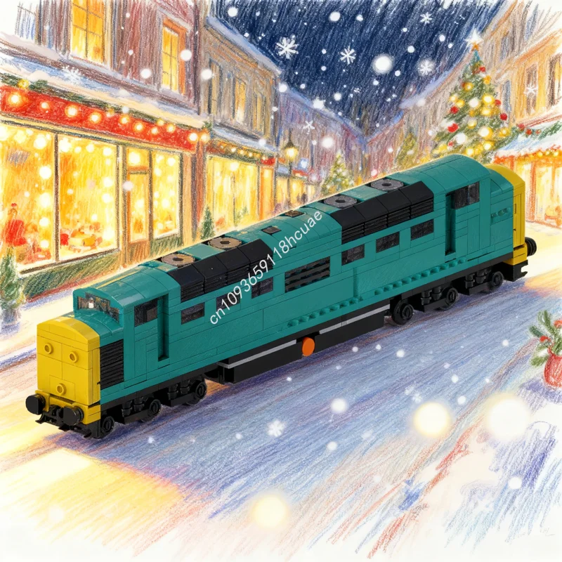 

502pcs MOC Creator 4 Wide BR Class Deltic Diesel Locomotive Model Building Blocks Christmas Gifts Architecture Toys Idea