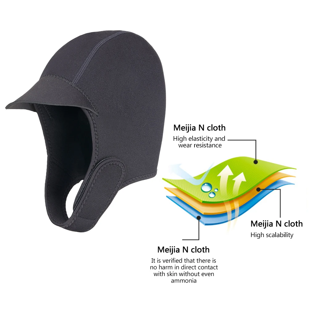 Neoprene Snorkeling Hat Sun Protection Quick Dry Dive Swimming Hats Ear Protector Snorkel Equipment for Surfing Kayak Rafting