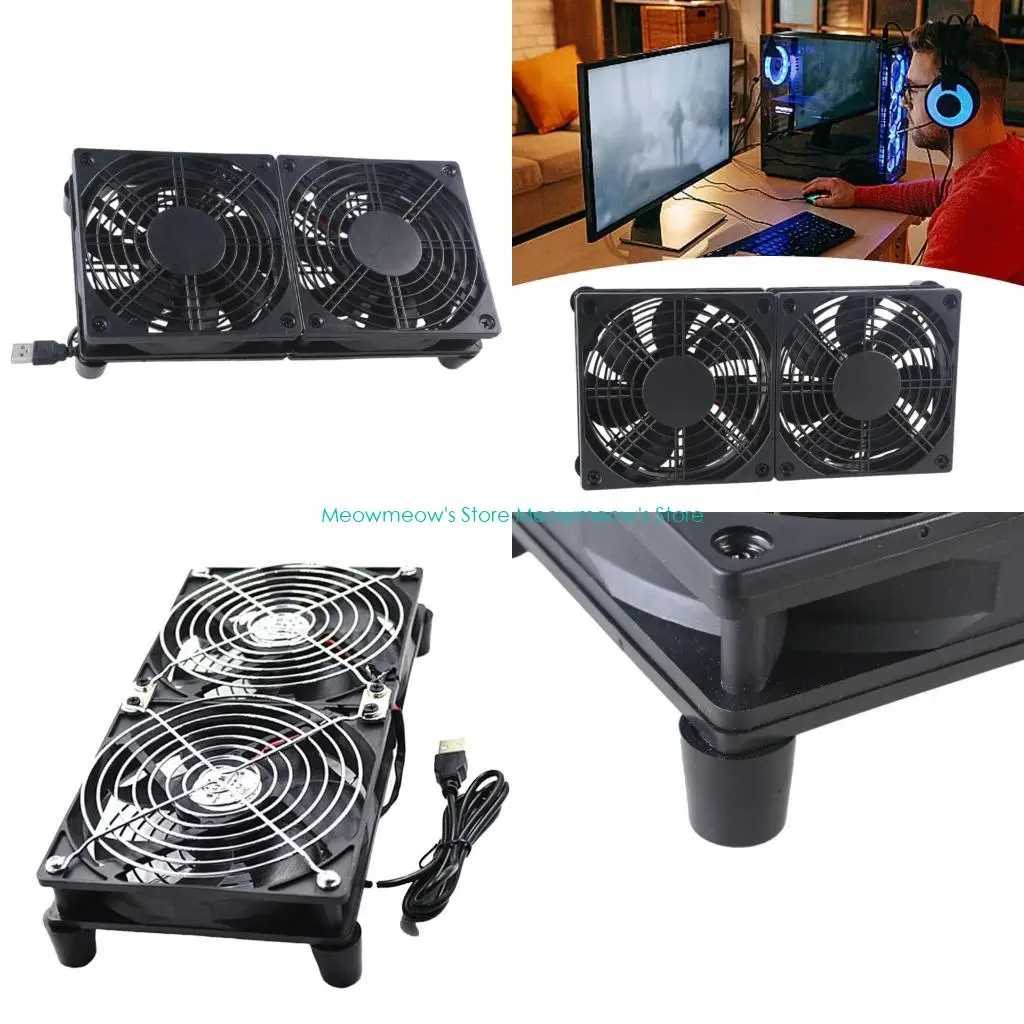 

W91A 120mm 5V Double USB Fan for Efficient Heat Dissipation 1400rpm Speed,45CFM for Electronics and Exhaust Ventilation