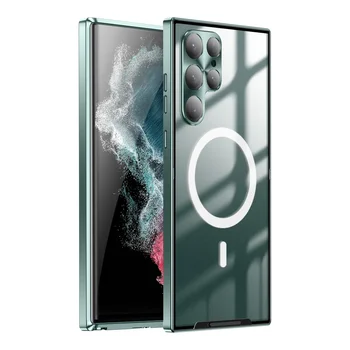 Nuovo Streamer Telaio in metallo smerigliato per Samsung Galaxy S22 Ultra Telaio in lega di alluminio Traslucido con nucleo magnetico smerigliato Coque posteriore