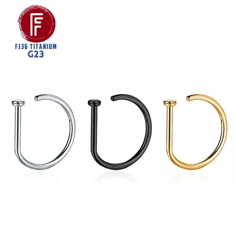 F136 Titan Damen Herren Fake Piercing Nasenring Ohrringe, Mode Punk Non Piercing Nasenklammer Edelstahl Septum Körperschmuck