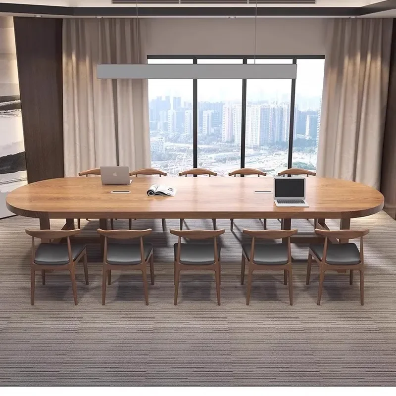 for Modern Solid Wood Conference Table Long Desk Simple Negotiation Meeting Guest Reception Reading Table Workbench