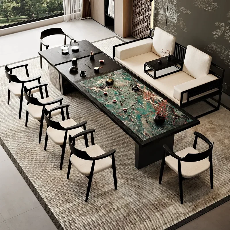 For Italian Minimalist Solid Wood Rock Slab Tea Table Desk Integrated Dual Purpose Modern High End Large Board New Coffee