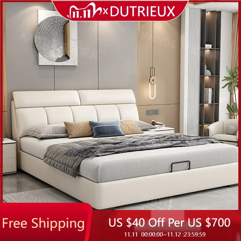 

Дизайнерская деревянная кровать, современные массажные роскошные изголовья, кожаная спальная кровать принцессы, удобная мебель для гостиной Beliche