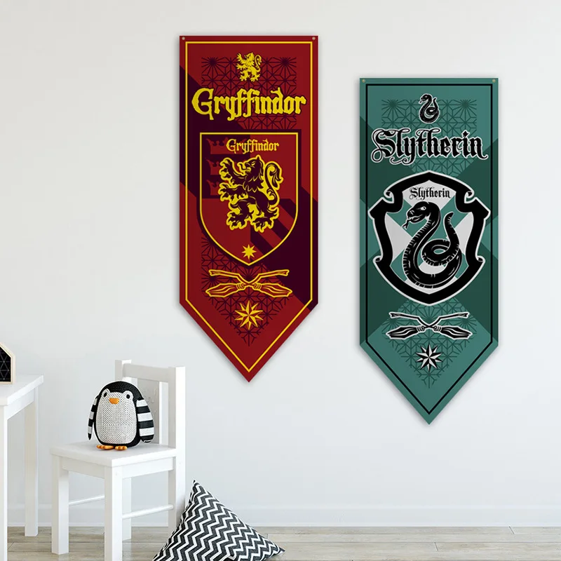 Movie Harries Themed Flag Hogwarts School of Witchcraft and Wizardry Badge Pattern Banner Party Supplies Wall Decoration