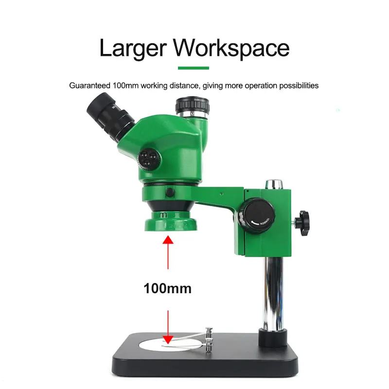 RELIFE 7X-50X Continuous Zoom Trinocular Industrial Stereo Microscope 100mm working distance for Micro-Soldering PCB Repair