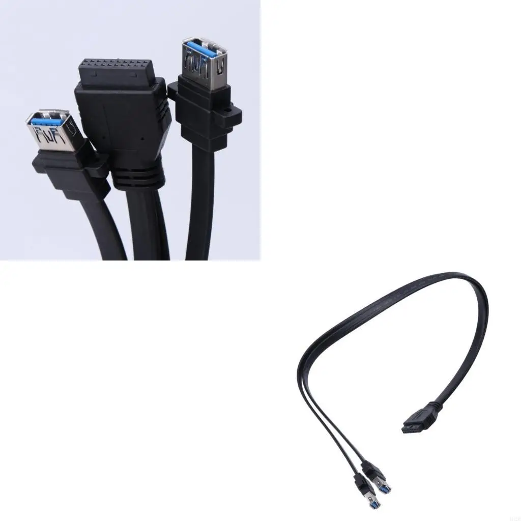 462E Mainboard Usb3.0 Panel Cable Front 19Pin To 2 USB3.0 Female Data Cable Shielded
