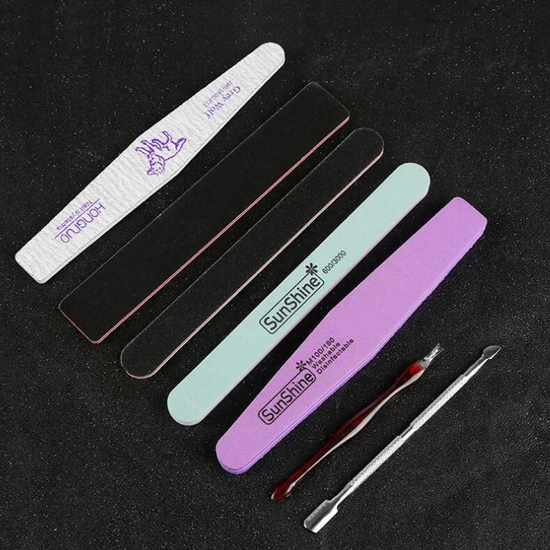 10 ชิ้นเล็บชุดเครื่องมือเล็บถูแถบขัด Double Sided Matte แถบฟองน้ําไฟล์เล็บถูตัดมือชุด