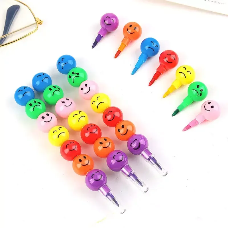 5*7 Color Crayons Cartoon Face Expression Candy Gourd Pen Children Students Painting Stationery School Office Supplies