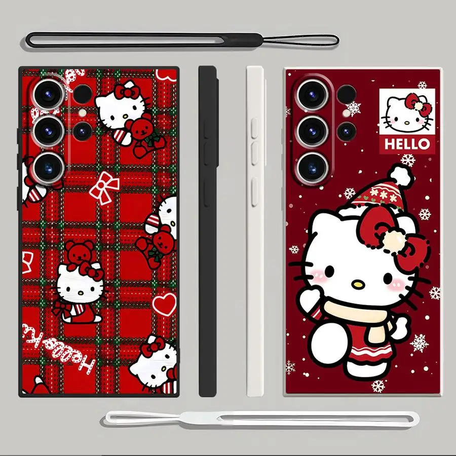 Custodia morbida per telefono per Samsung Galaxy S23 S24 FE Nota 20 10 Ultra S22 Ultra S25 Edge S21 Plus S20 Rosso Sanrio Hello Kitty