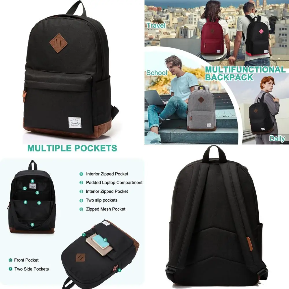 

VASCHY Unisex Waterproof Lightweight Backpack for Travel, School, and Everyday Use