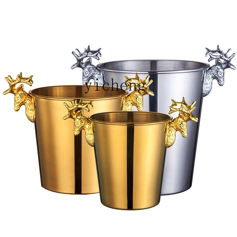 

Xl Ice Bucket Large Capacity Stainless Steel Ice Particles Creative Champagne Bucket Beer Red Wine Barrel Decoration