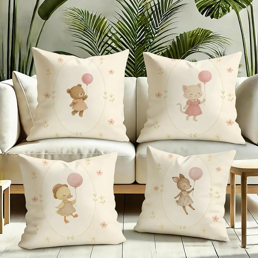 Cute duck and balloon Cushion Cover Square Decorative Sofa Cushion Cover Bedroom Living Room Home Decor Halloween Gift