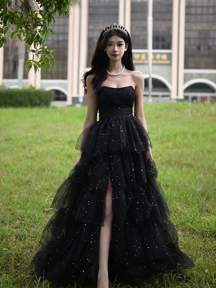 

Ele Bla Evening Gown Women's Fla iny Host Yearly Conference Adult Ceremony Fairylike Lady High Waist Ball Gown