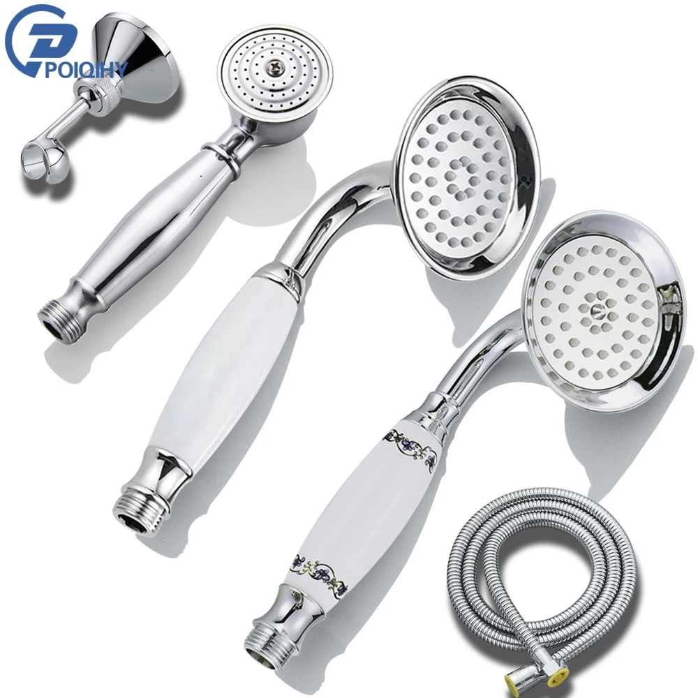 الكروم دش يدوي السيراميك يده رئيس النحاس قوس 150 سنتيمتر دش خرطوم صنبور رئيس ملحقات الحمام للحمام