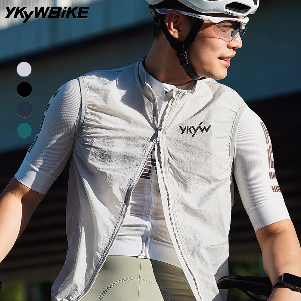 YKYWBIKE 2026 Herren Radfahrweste Wasserabweisend Winddicht Atmungsaktiv Leicht Ärmellose Weste Rennrad Fahrrad Windbreaker