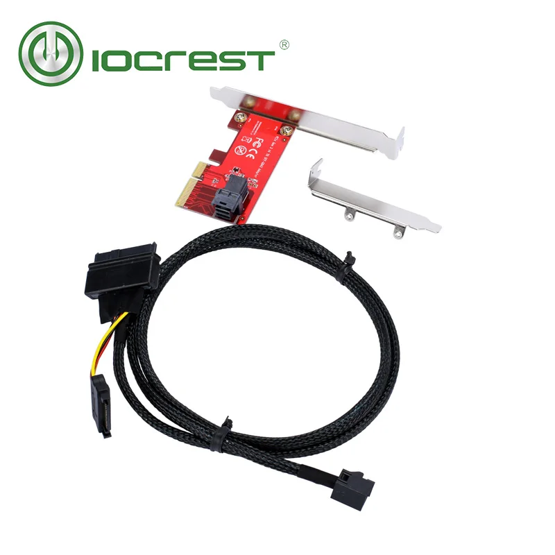 IOCREST PCIe to U.2 SFF-8643 Gen 3 /4 -lane Card for 2.5" Nvme SSD with Mini-sas (SFF-8643) to U.2 (SFF-8639) Cable for Mining