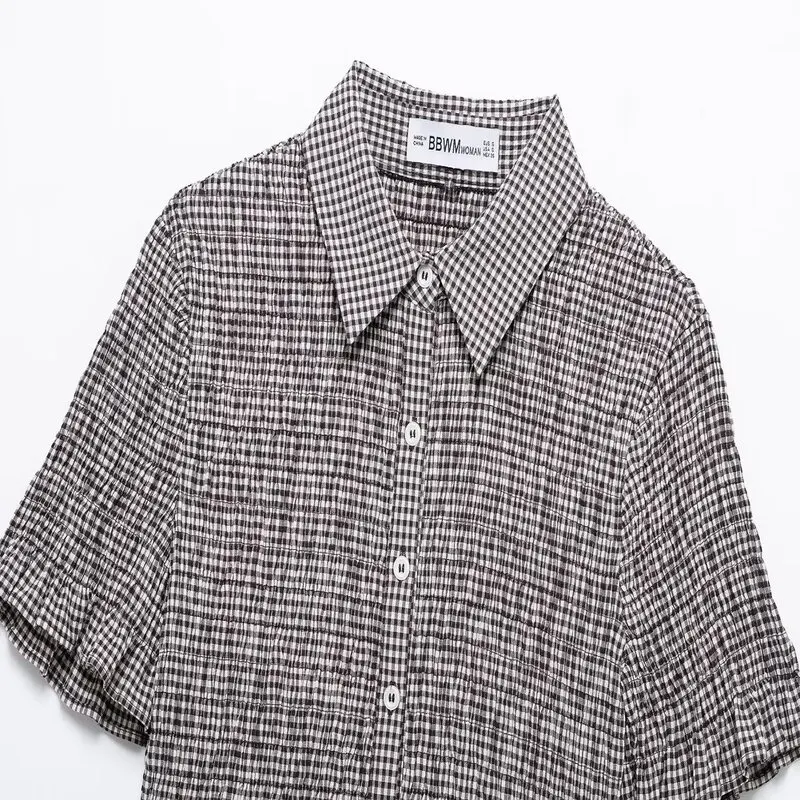 

Spring 2025 Women's Faion ort Sve Turn-down Collar Versatile irt New Arrival Slim Fit Sle Other Material 00%