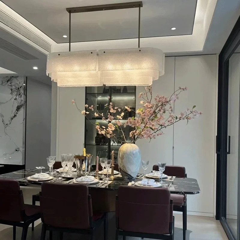 American Luxury Vintage Glass Pendant Lamp Brass Black Dimmable Ceilings Lustre for Fine Dining Restaurant