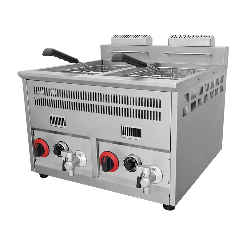 

Commercial countertop stainless steel 8L + 8L double sink fast food gas deep basket fryer catering restaurant