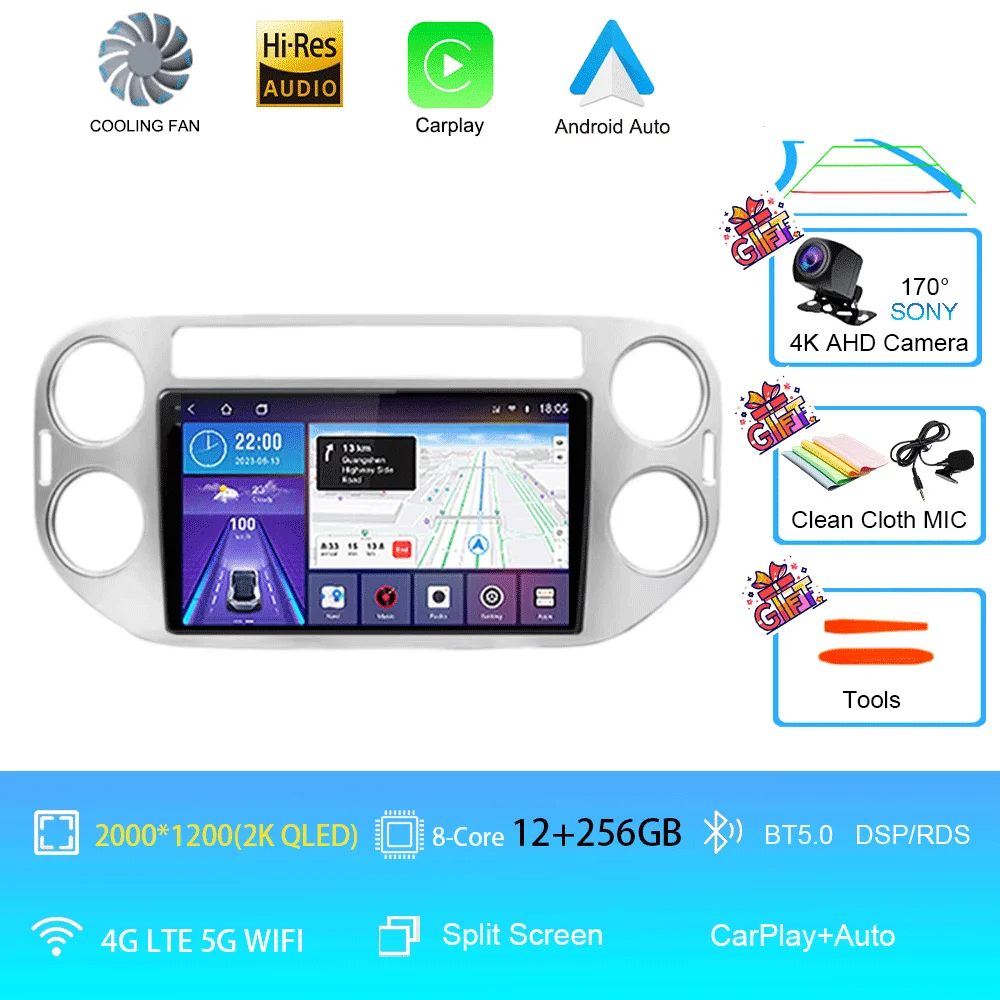 Android 16 voor Volkswagen VW Tiguan 5N 2007-16 VW Golf Plus 2004-13 9 inch CarPlay autoradio GPS navigatie head unit
