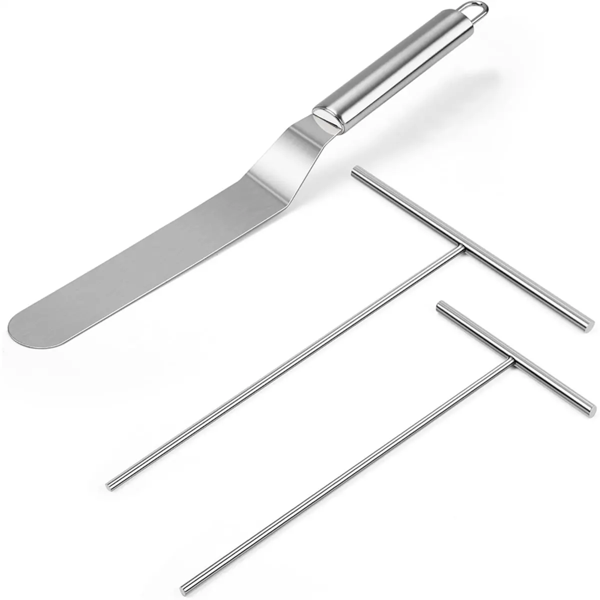 A20I Crepe Spreader and Spatula Kit, Metal Handle Curved Offset Spacula 12