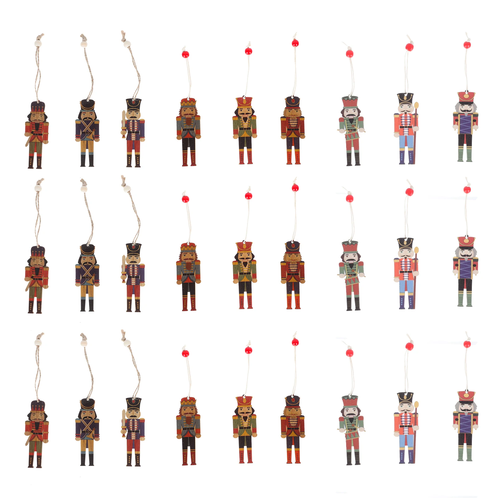 

27pcs Christmas Tree Pendant Walnut Soldier Ornaments Hanging Wooden Chips Xmas Pendants Festival Decoration Lightweight