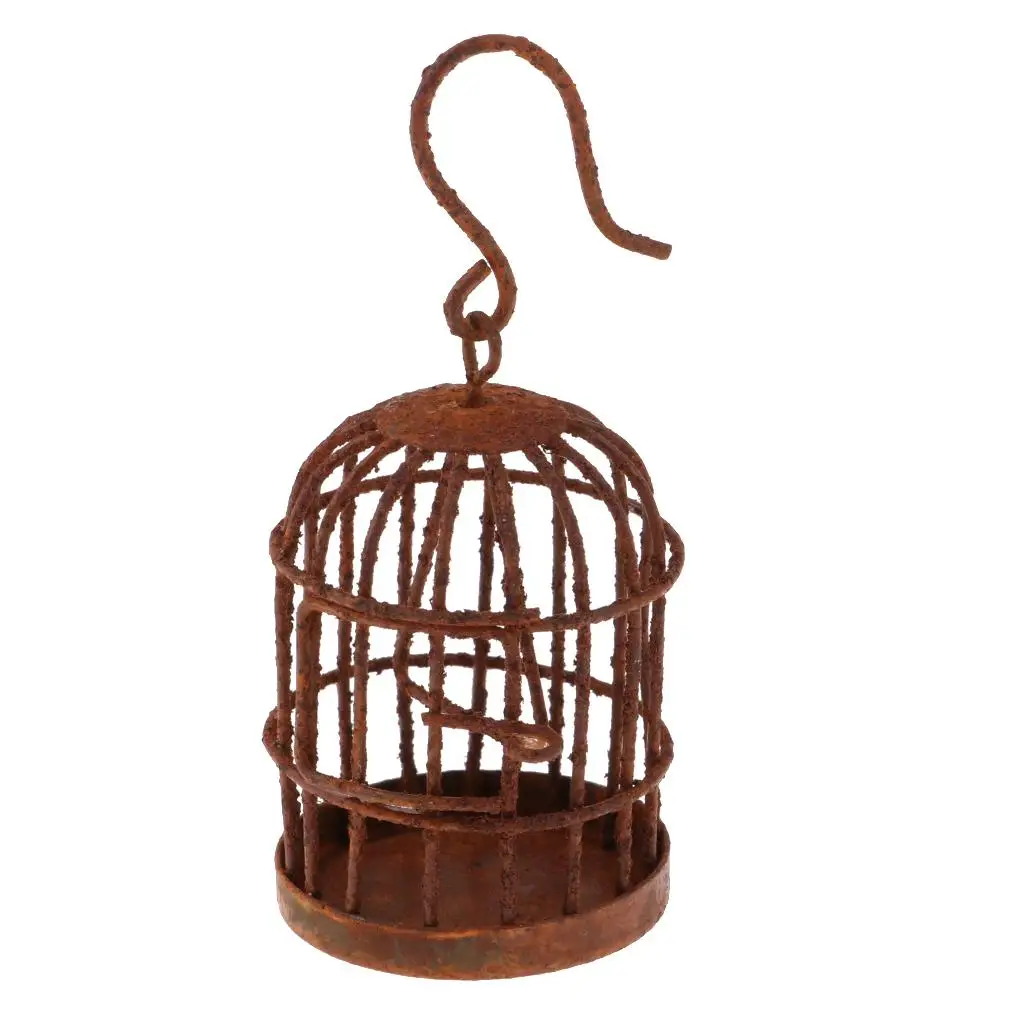 กรงวินเทจ 1:6 พร้อมไม้แขวนเสื้อ ของตกแต่งสวนนางฟ้าบ้านตุ๊กตา