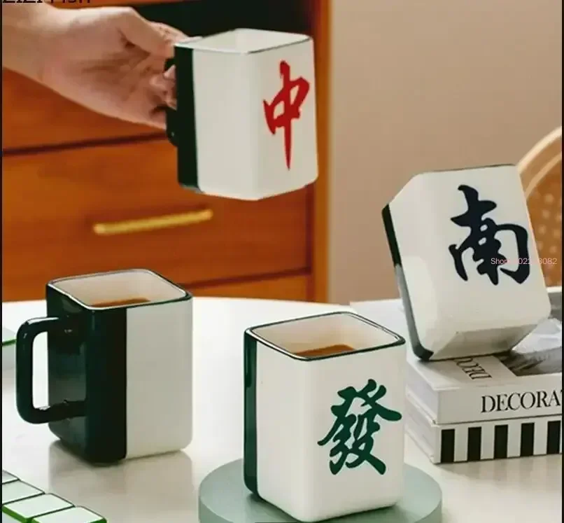 Chinese Creative Mahjong Cup Ceramic Mug Office Tea Cup Water  Afternoon Coffee Home Fruit Juice Drink Drink Set Gift