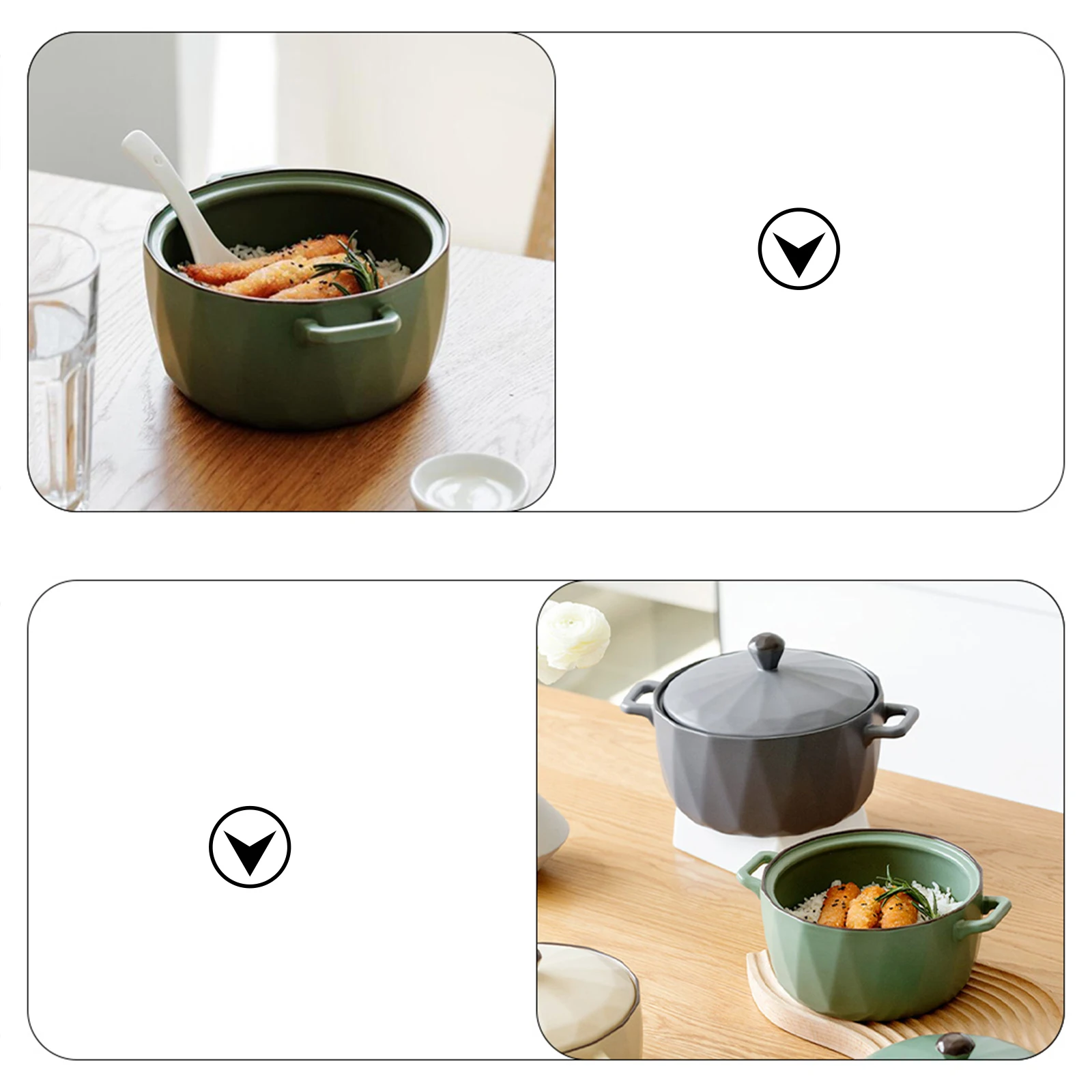 

1Pcs Ceramic Soup Bowl 7.5in Double Handle Seamless Molded Multipurpose Instant Noodle Fruit Salad Bowl