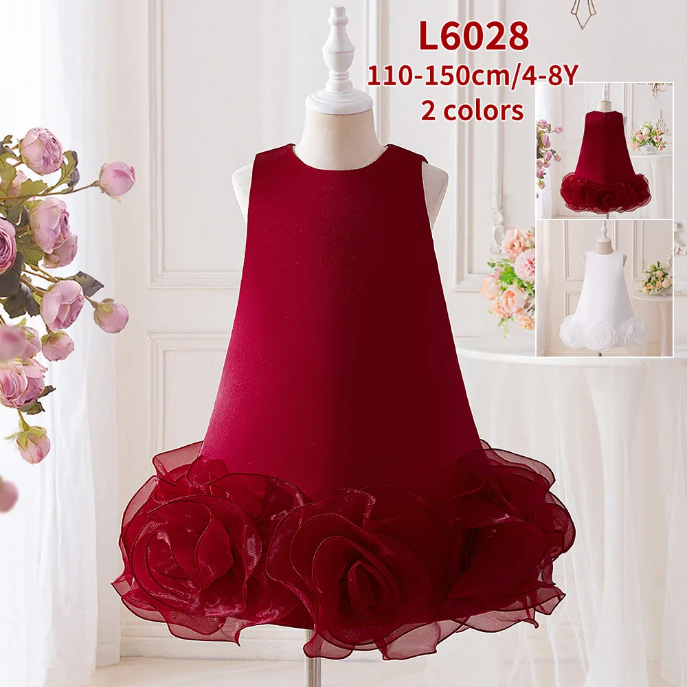 Toddler Girl Tulle Bow Dress Baby Elegant Princess Baptism Wedding Tutu Dresses Kids Prom Children Formal Party Clothes 3 8 Year