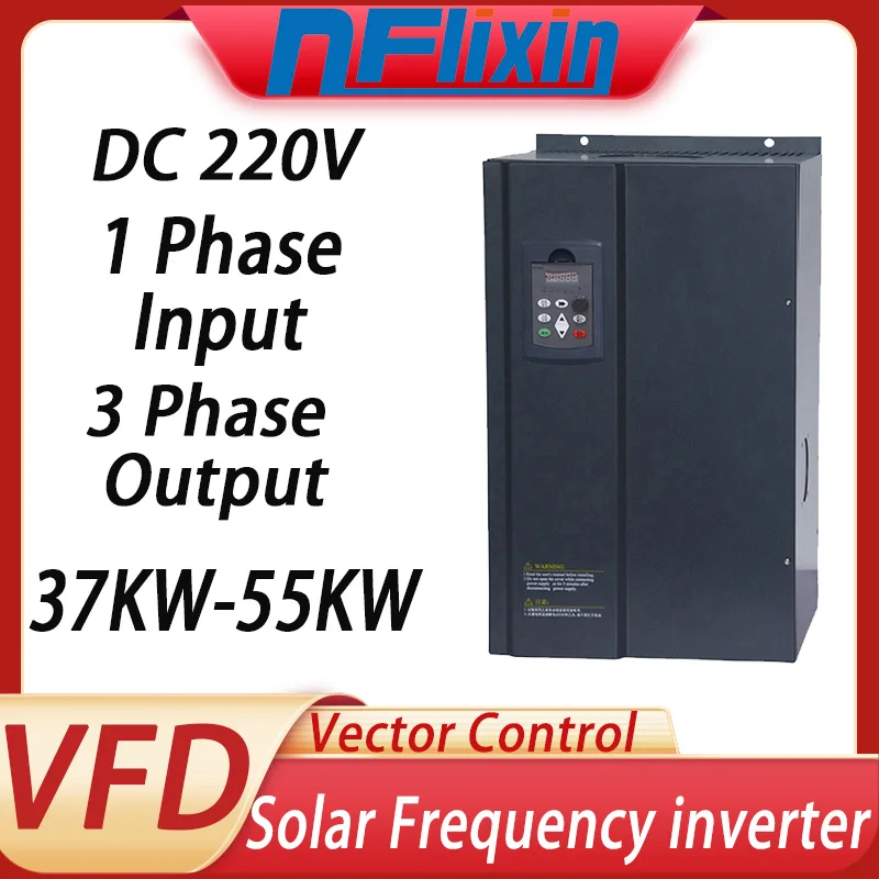 Solar VFD 220V  DC220V-400V 11KW-55KW Control Frequency Converter For 220V Solar Pump Three Phase Inverter With MPPT Control