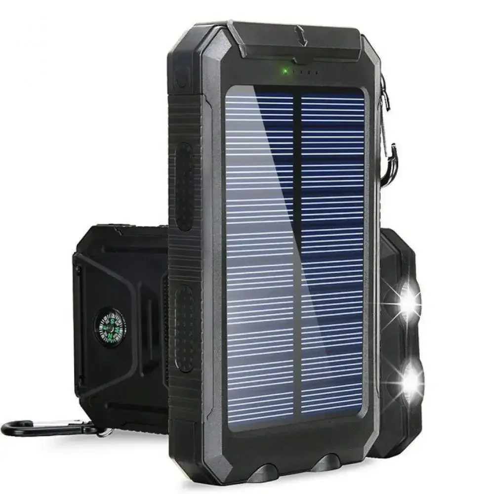 Solar Power Bank 200000mAh Portable LED Light Battery External USB Charger Travel Waterproof PowerBank For IPhone Xiaomi Samsung