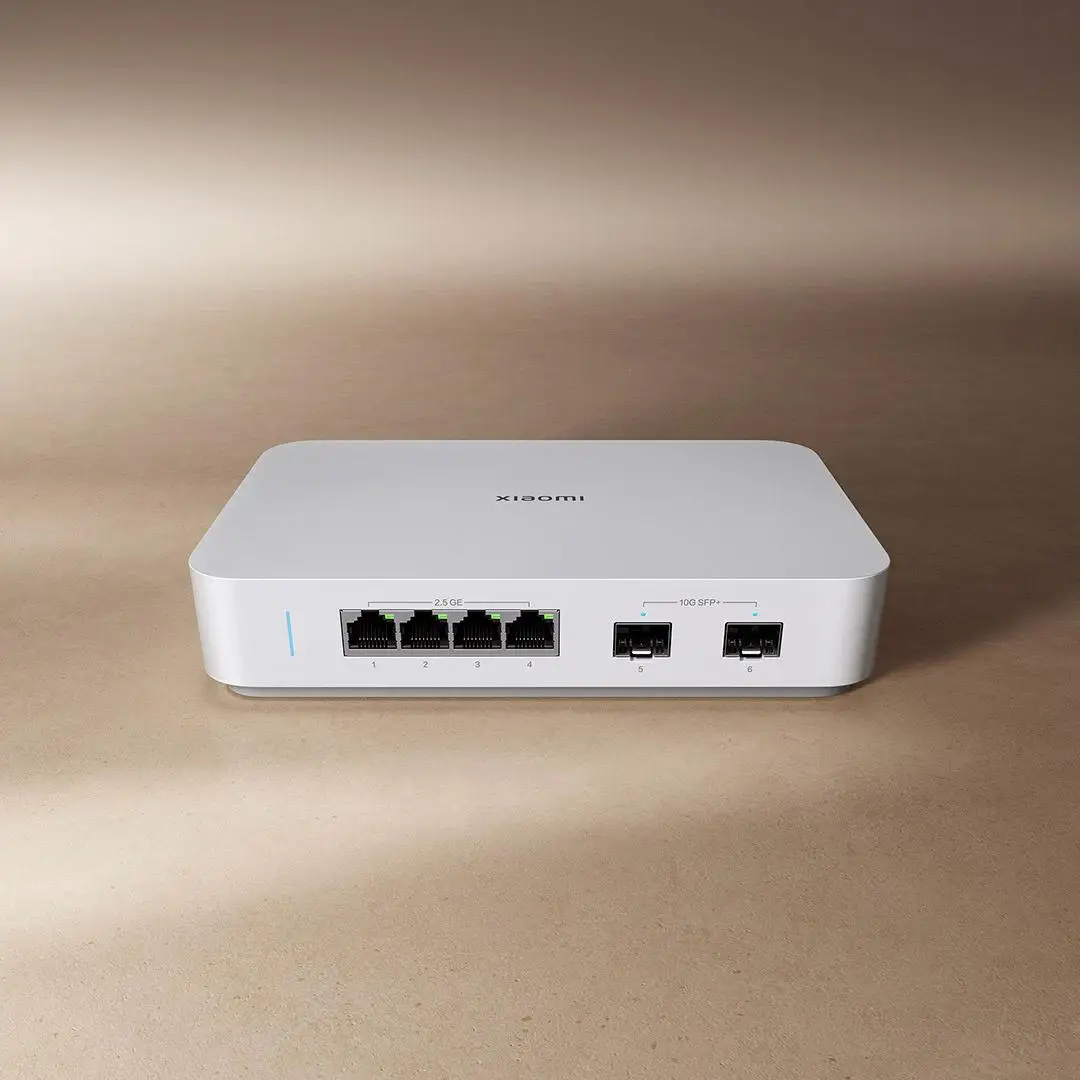 Xiaomi Mijia 10000M Ethernet-коммутатор 4 × 2,5G + 2 × 10GMbps Мини-сетевые коммутаторы VLAN Ethernet-сплиттер Lan Router 6 портов Концентратор-переключатель