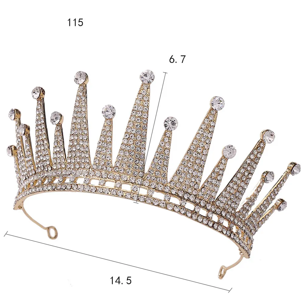 

Elegant Bridal Crown Rhinestone Crystal Wedding Hair Sweet Golden Birthday Accessories Women Tiara Haircare Tool Styling
