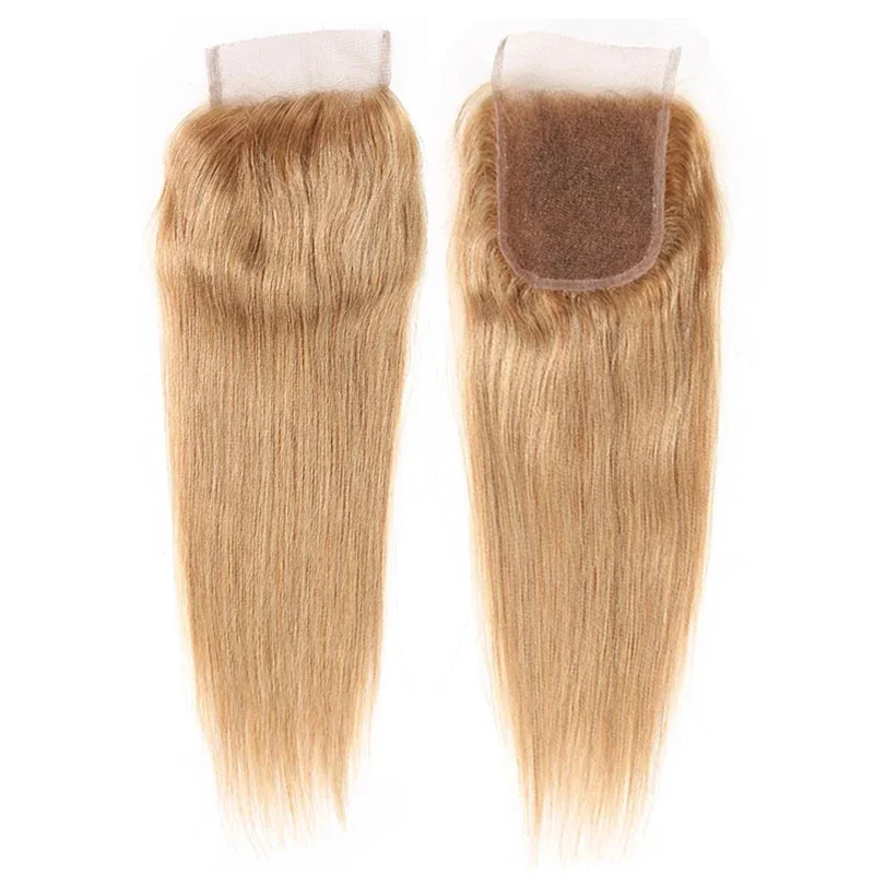 Pacotes de cabelo humano reto com fechamento brasileiro remy cabelo 3/4 pacotes com fechamento 4x4 mel loira pacotes com fecho ijoy