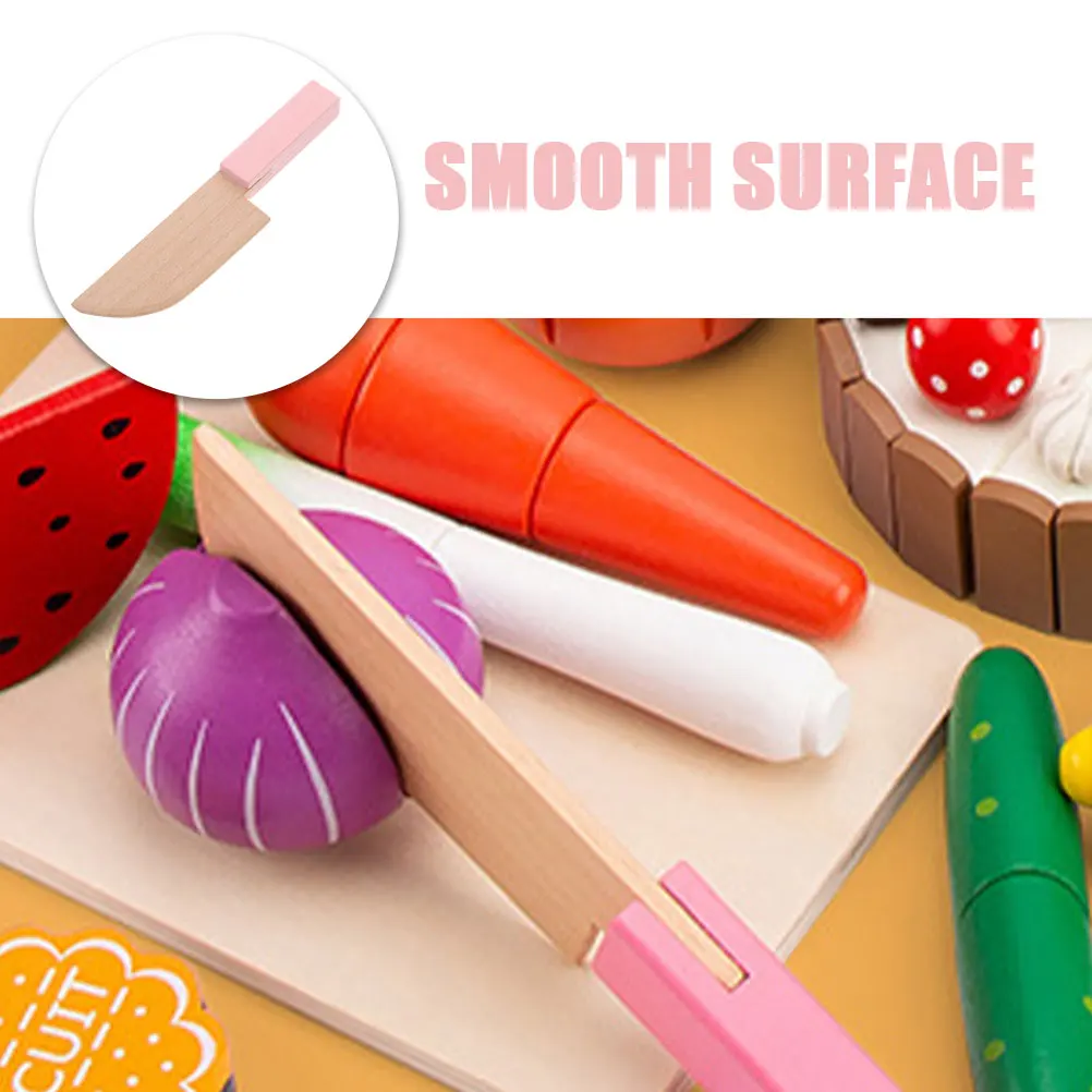 سكين لوح تقطيع الخضروات ذو المشهد الصغير من الخشب للأطفال، ملحقات المطبخ التظاهرية