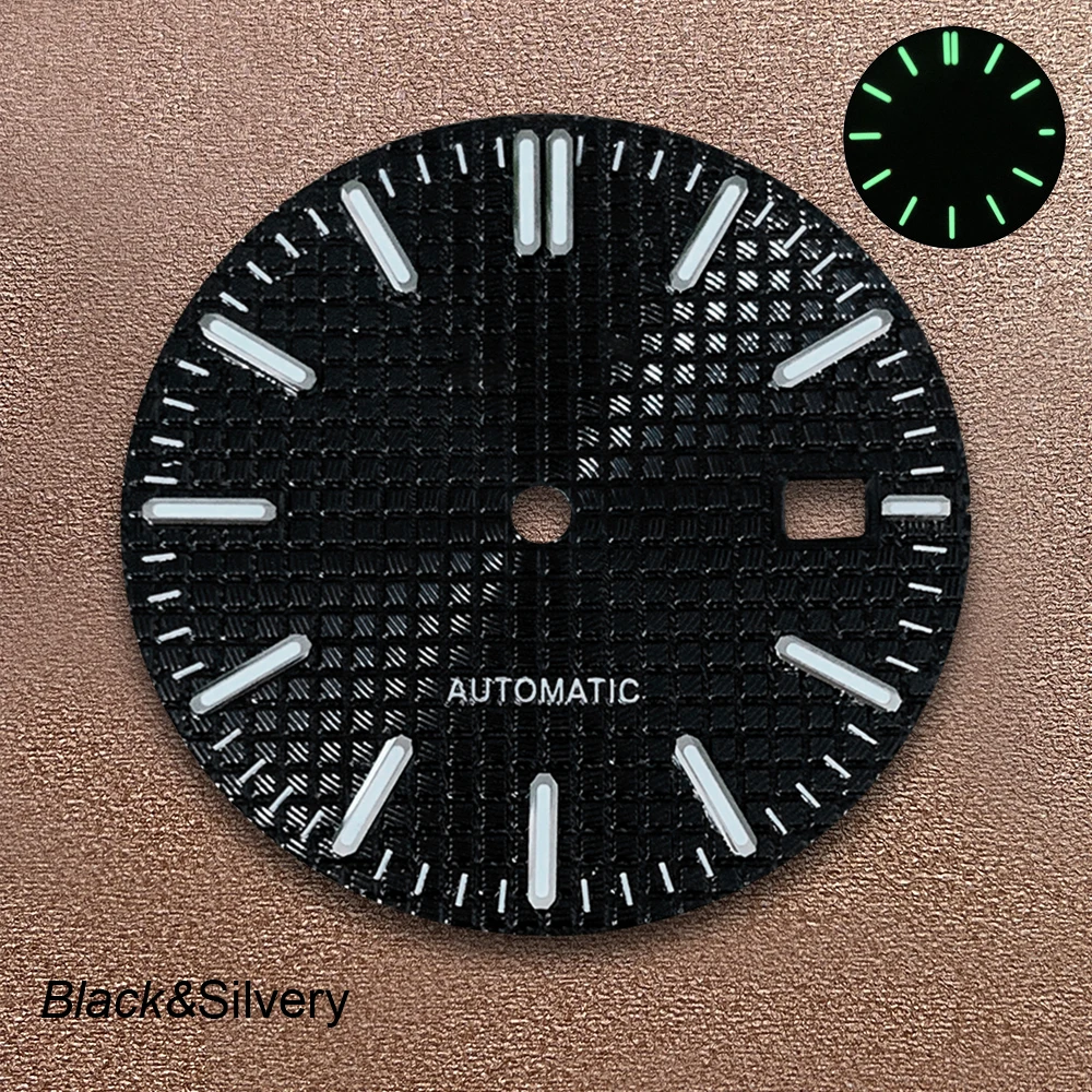 31.8mm No Logo Waffle Oak Dial Fit NH35 Automatic Movement Green Luminous Custom Logo Quality Watch Modification Accessories