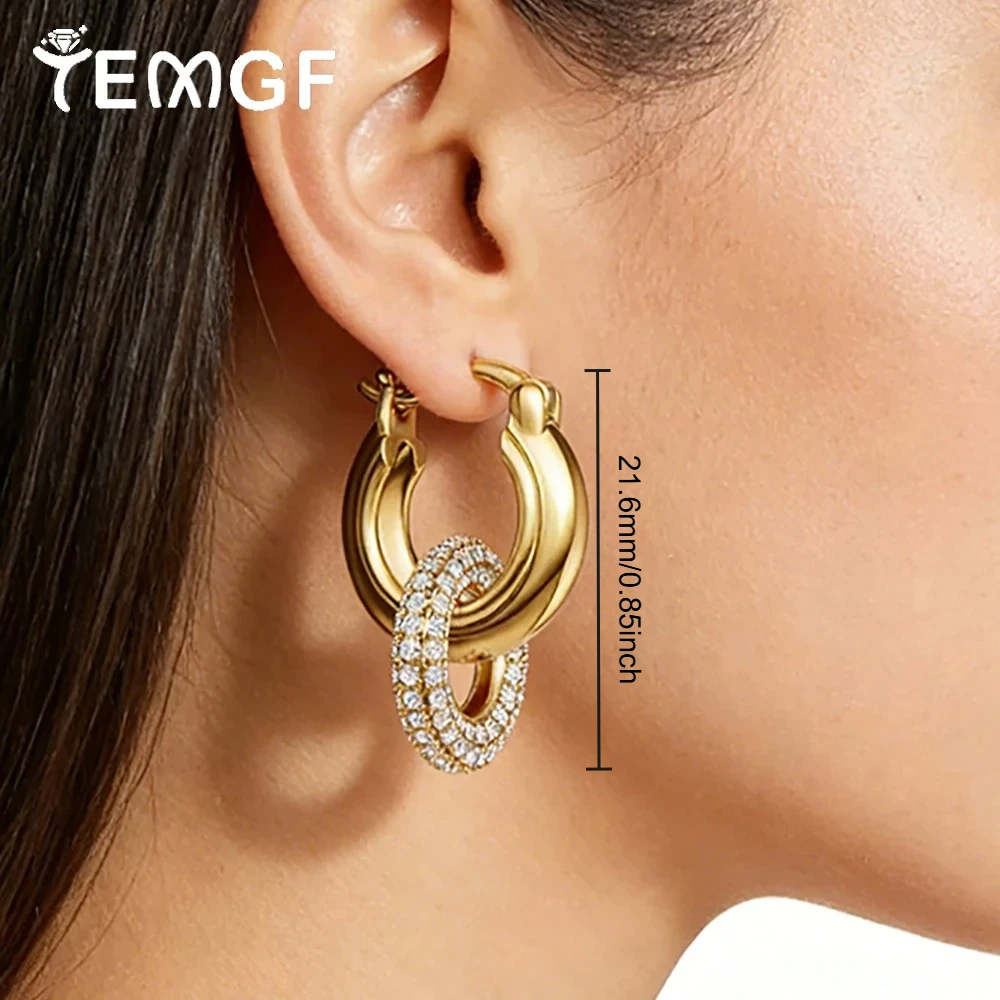 

Женские серьги-гвоздики TEMGF, позолоченные 18 карат, полный 1,4 мм, цвет D, инкрустация муассанитом, серебро 925 пробы, вечерние сверкающие украшения для ушей, протестированные