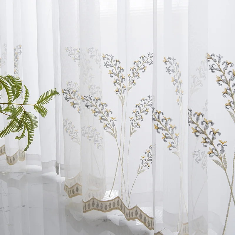 

New Tulle Curtains Kingdee Orchid White Sheer Curtains Embroidered Curtain Yarn for Living Room Bedroom Balcony Window Screen