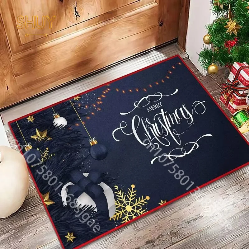 

New Year Christmas Floor Mats Rug Bathroom Non-slip Living Room Doormat Foot Mats Bath Washable Carpet for Kitchen Bathroom Rugs