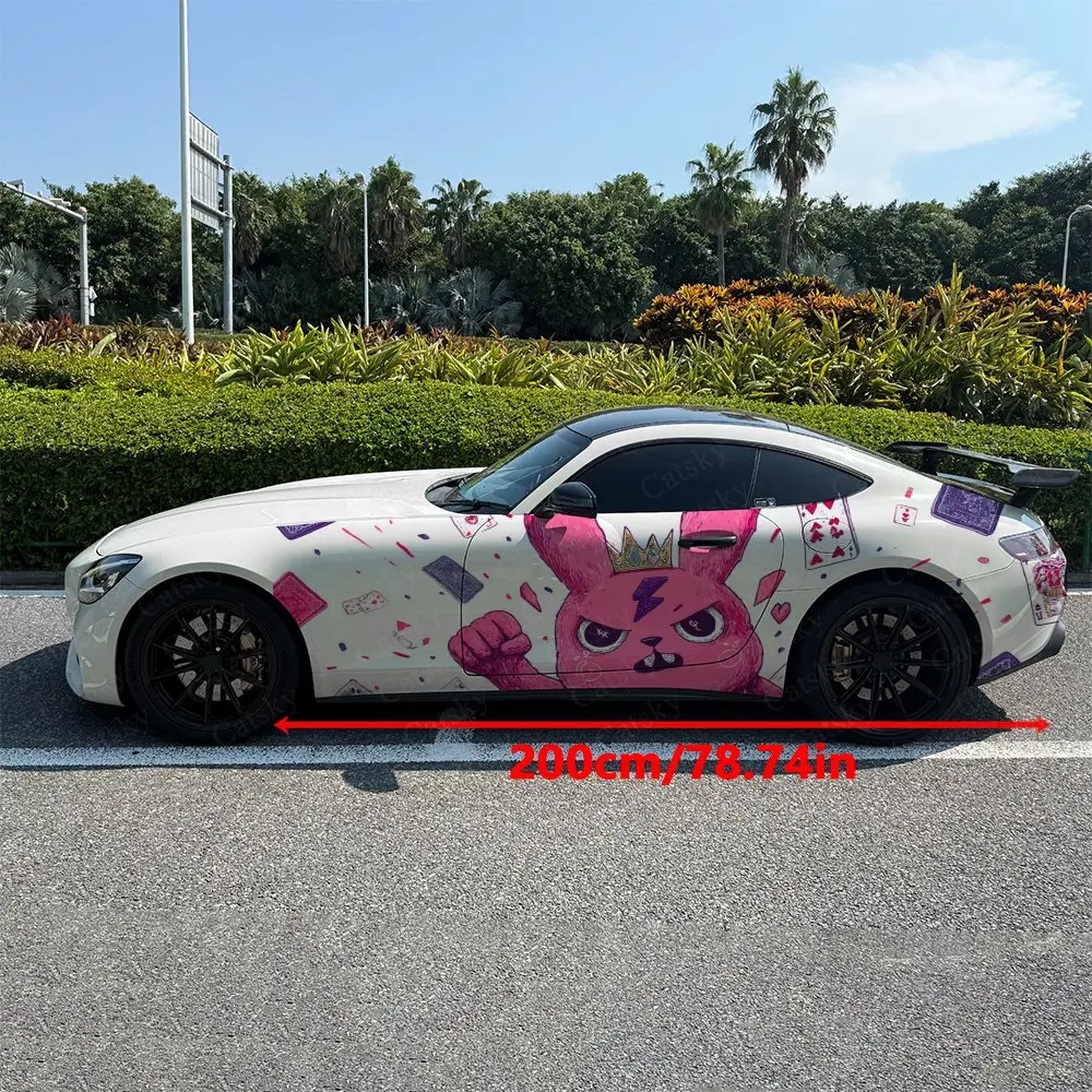 2pcs Angry Rabbit Crown Wild Blade, Durable, Fade-resistant, Enhance Vehicle Aesthetics With Bold Artistic Design Car Vinyl Wrap