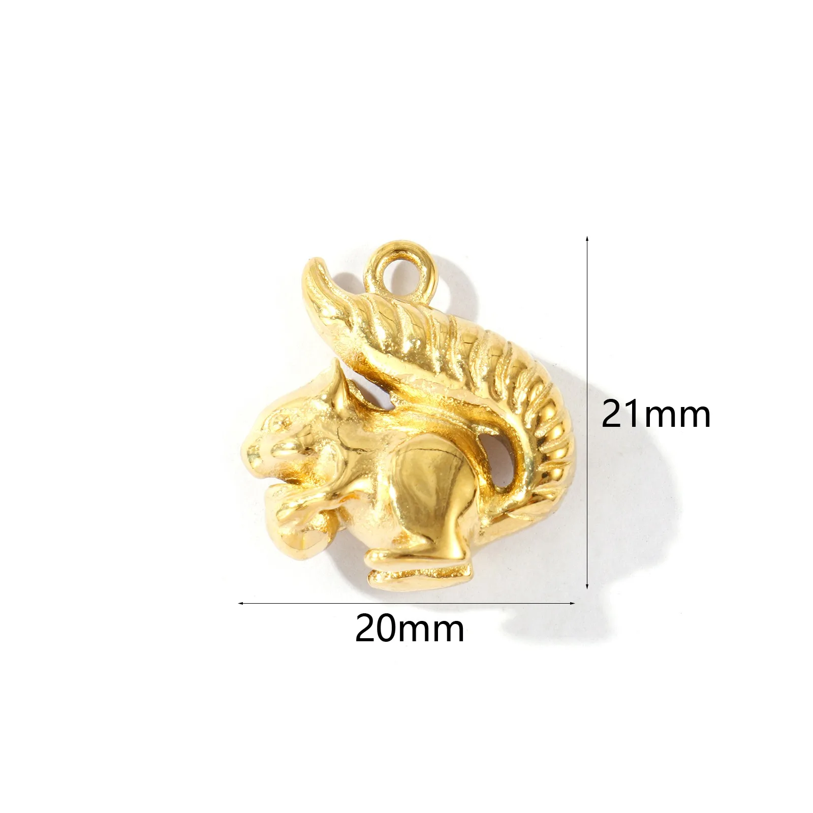 1pc Stainless Steel Charms 18K Gold Plated Squirrel Animal 3D Pendant For Men Women DIY Necklace Jewelry Findings 21mm x 20mm