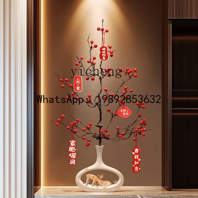 X2  entry entrance deer vase ornament living room insert simulated flower fine high red fruit ornament housewarming gift