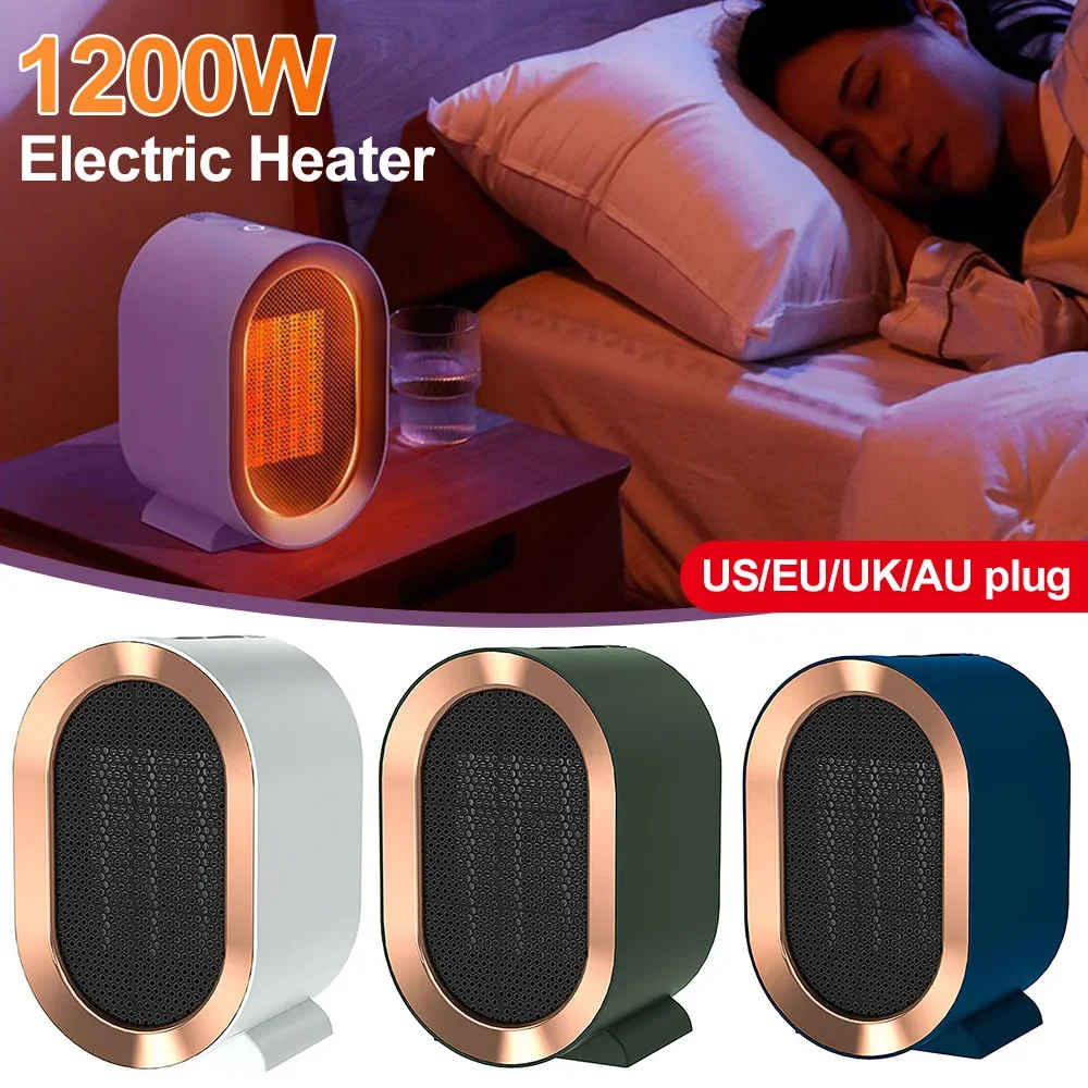 1200W  Heater Portable Desktop Winter Warm Air Blower 2 Modes  Ceramic Heating Stove Tilt Protection   Office